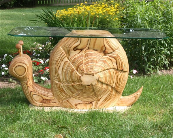 wood sculpture table